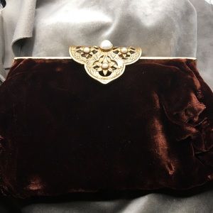 Vintage Art Deco velvet clutch purse